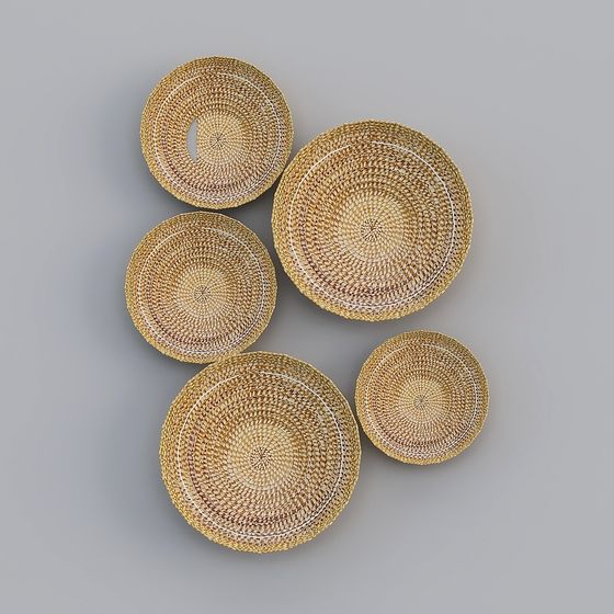 Rattan Basket Collection 3D model