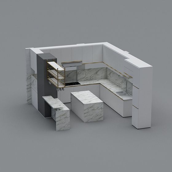 Stylish Low-Polygon Kitchen 3D model for Creative Projects