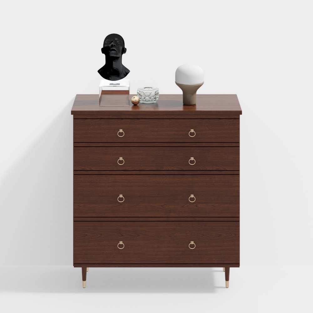 Minimalist Wooden Drawer Cabinet 3D Model – Textured Wood