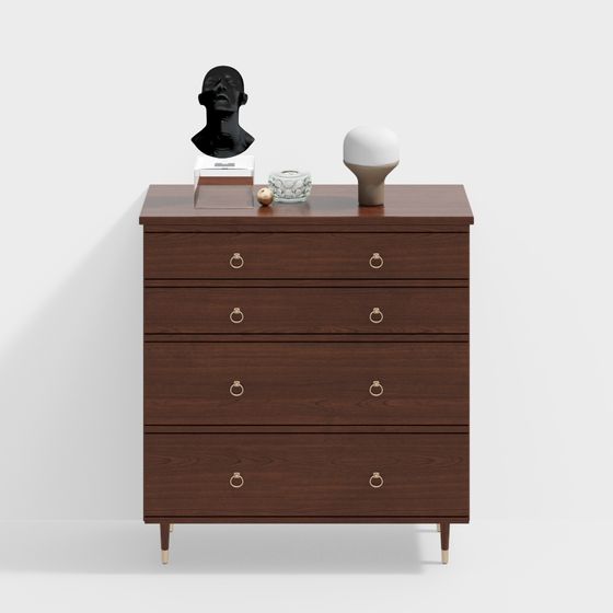 Minimalist Wooden Drawer Cabinet 3D model