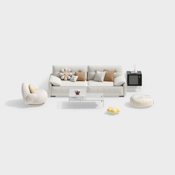 Cozy Living Room Set 3D model for Modern Interiors