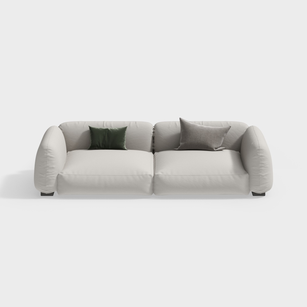 Modern cream style three-seat sofa