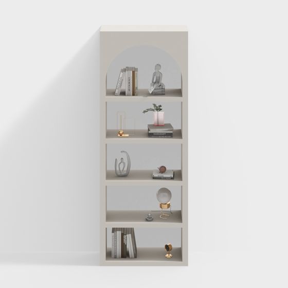 French Cream Bookcase 3D Model