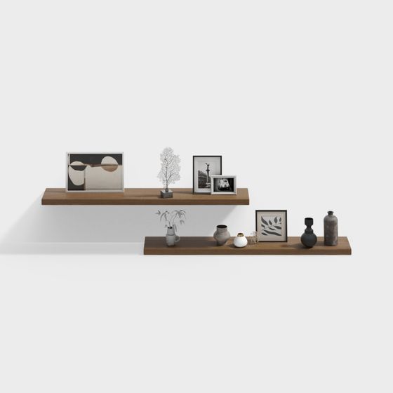 Wabi-Sabi Shelf 3D Model for Natural Interiors