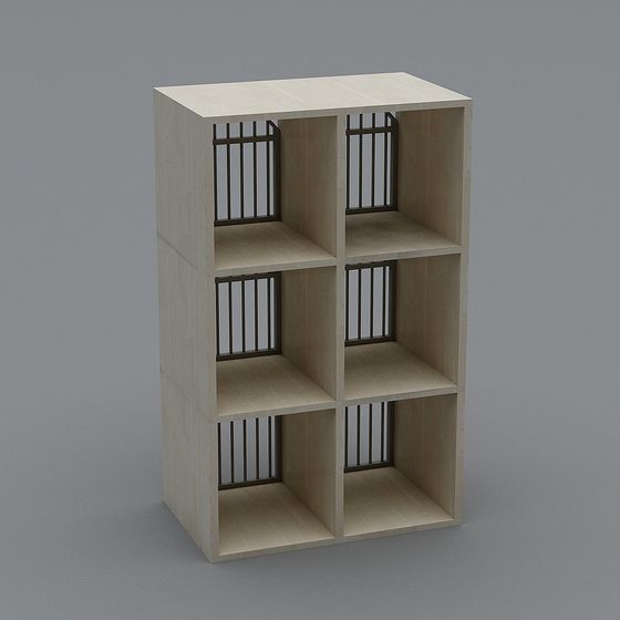 Six-Grid Bookshelf 3D model