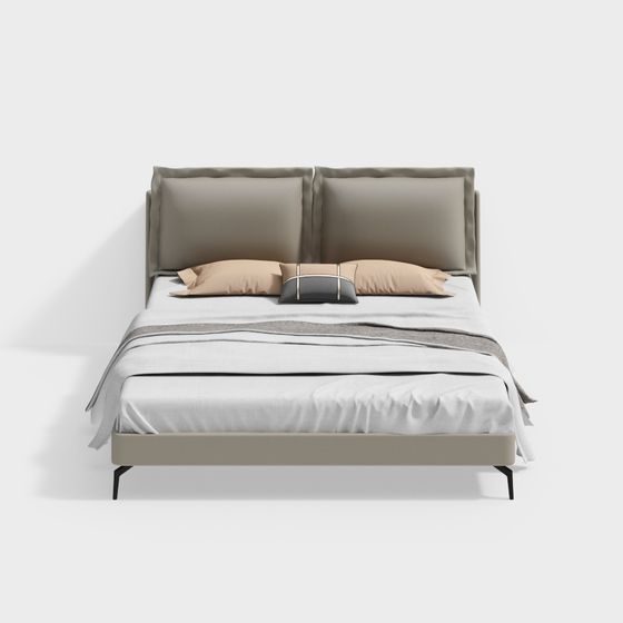 Elegant Low-Poly Bed 3D Model for Modern Spaces