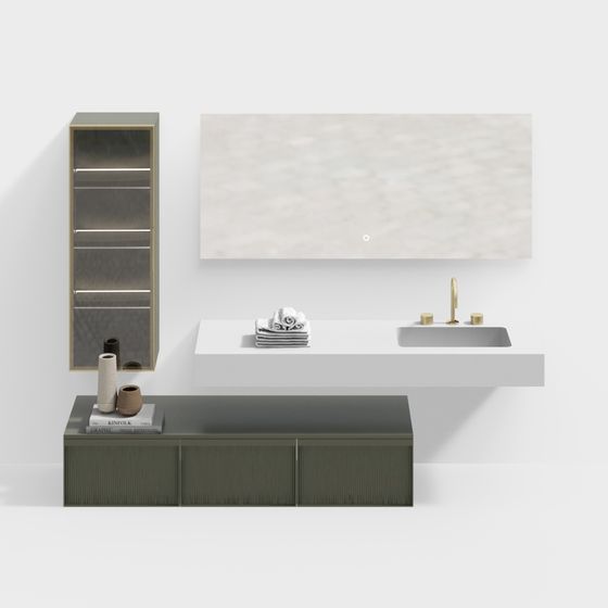 Low Poly Modern Bathroom Cabinet 3D model