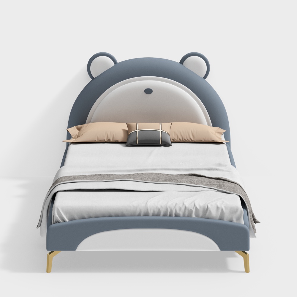 Bear Headboard 3D Model – Low-Poly Soft Fabric Design