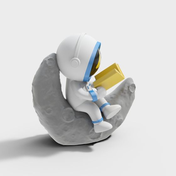 Astronaut Reading on the Moon 3D model