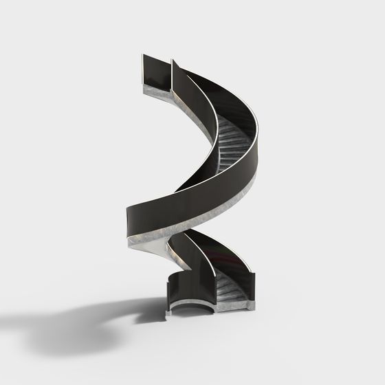 Futuristic Black and Silver Staircase 3D model