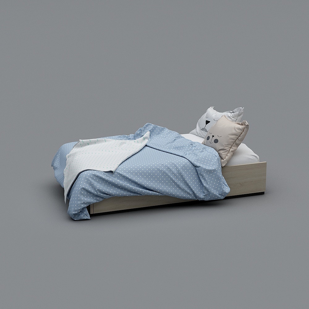 Charming Low-Poly Bed 3D model