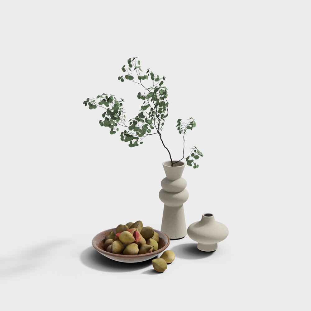 Wabi-sabi style fruit and flower ornaments