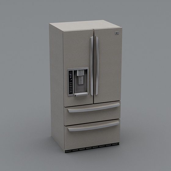 Sleek Minimalist Refrigerator 3D model