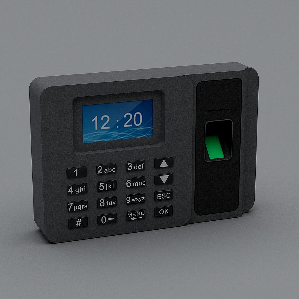 Low Polygon Fingerprint Time Clock 3D model