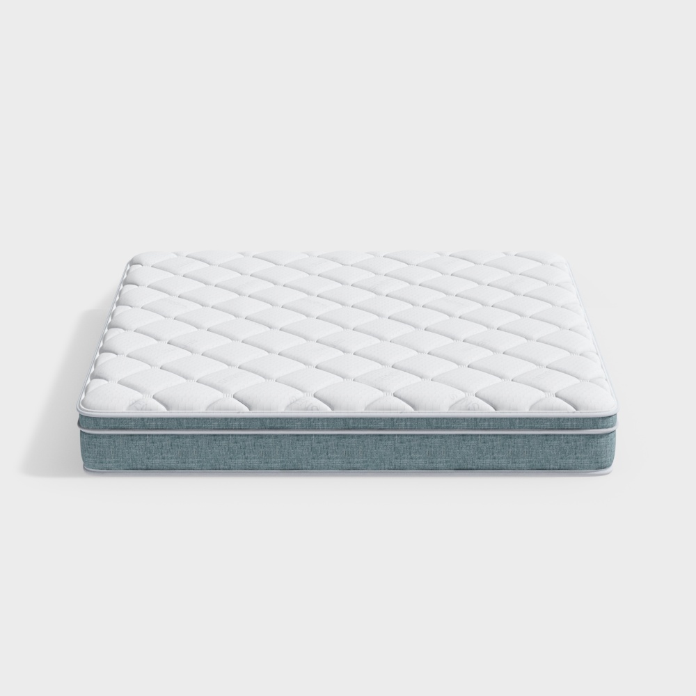 Stylish Low-Polygon Mattress 3D Model – Blue Diamond Stitch