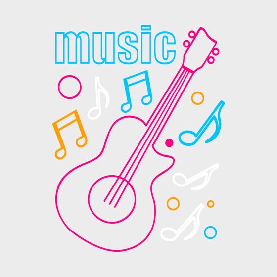 Vibrant Low-Poly Guitar 3D Model