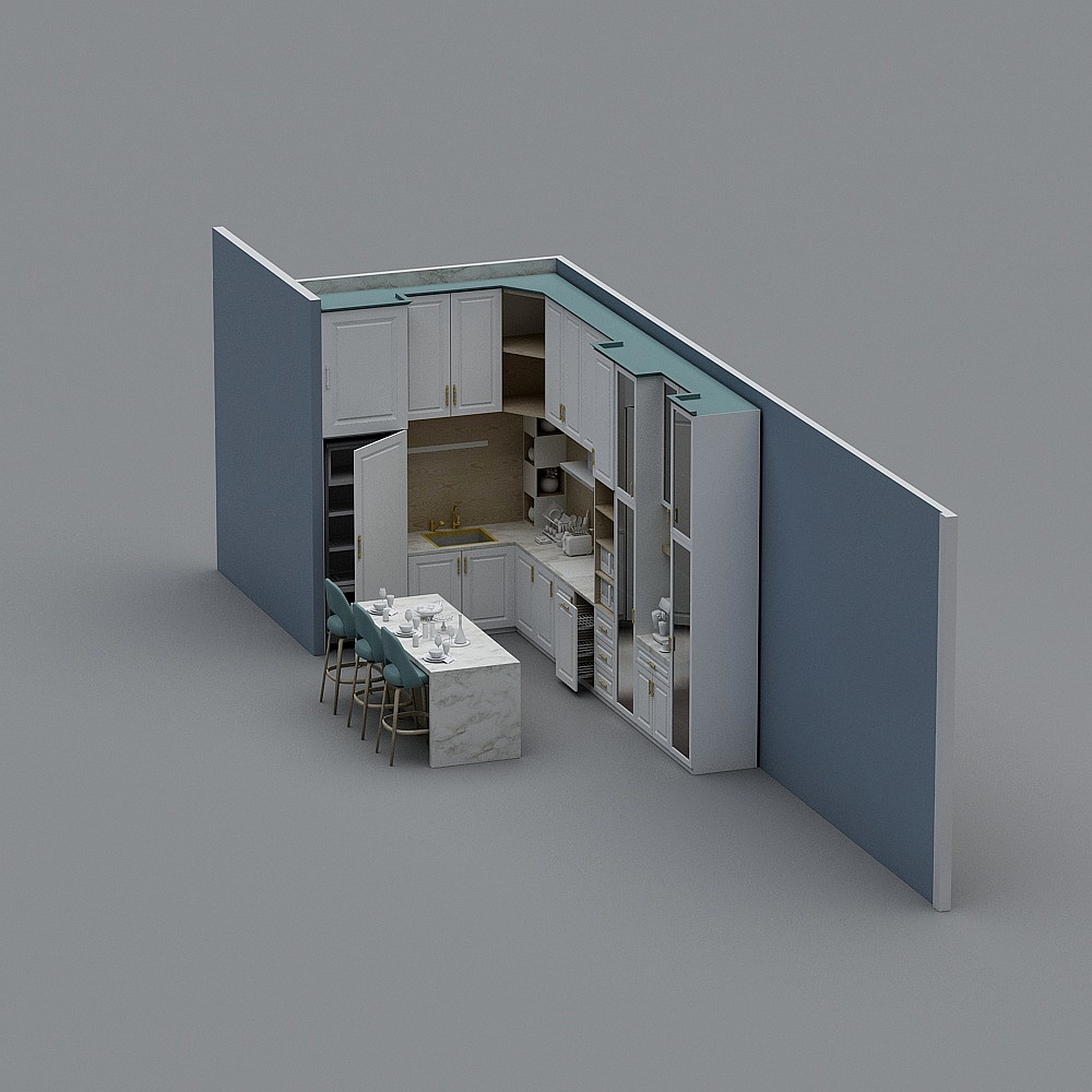 Elegant 3D Kitchen Model Design for Modern Spaces