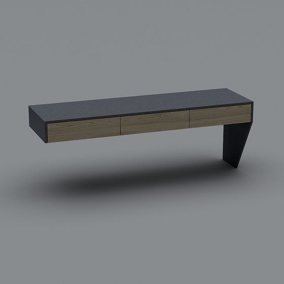 Floating Wood Table 3D model in Modern Minimalist Design
