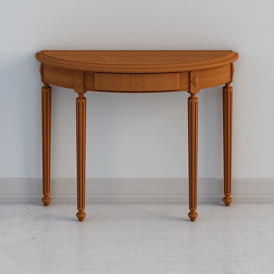 Elegant Half-Round Wooden Table 3D model