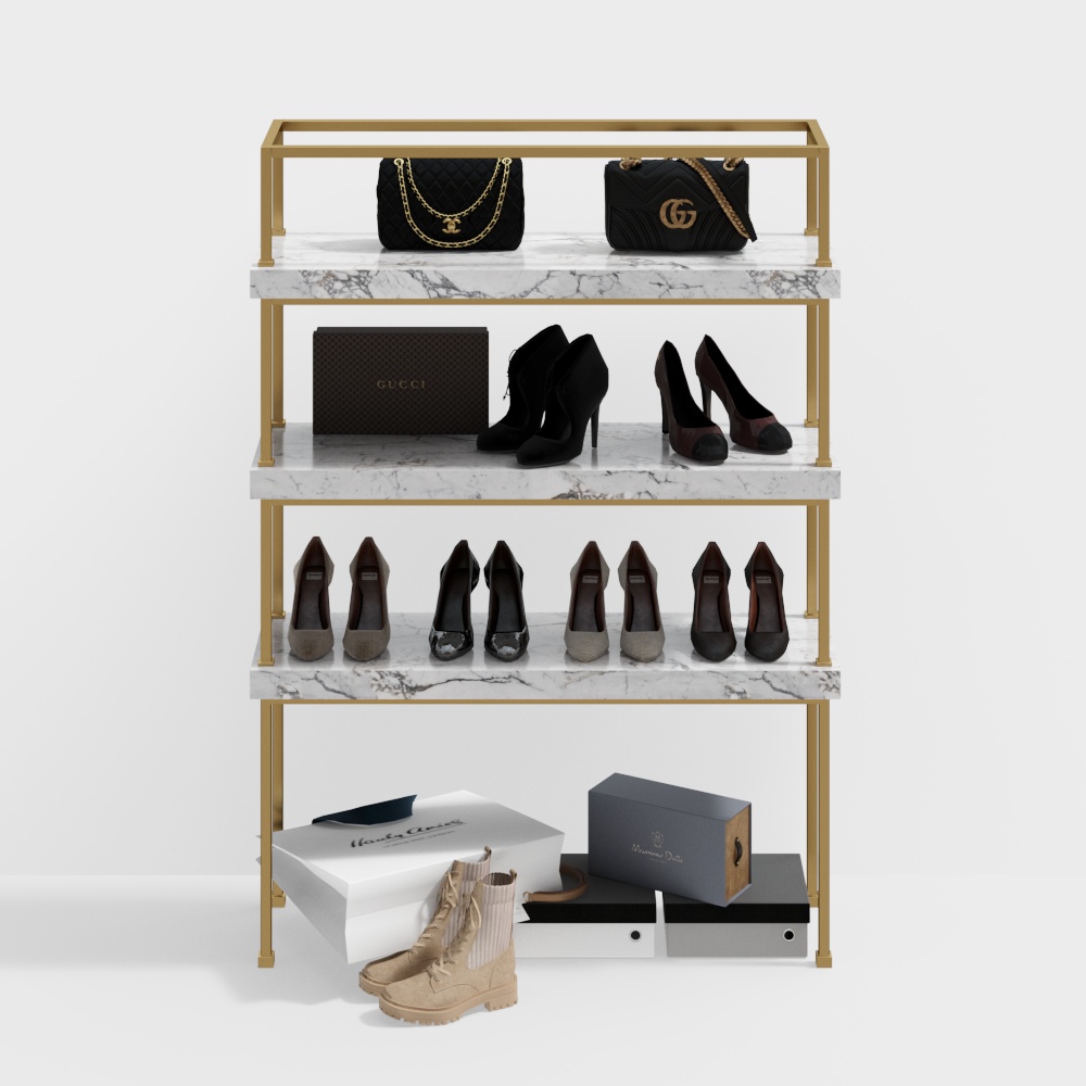 Modern luggage, clothing and high heels combination