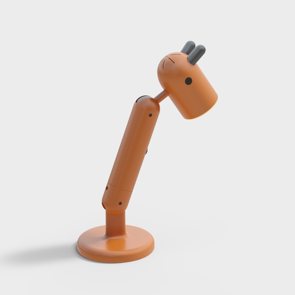 Charming Giraffe Table Lamp 3D Model – Low-Poly Orange Design
