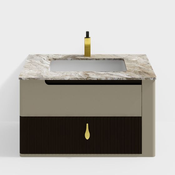 Elegant Modern Bathroom Cabinet 3D Model