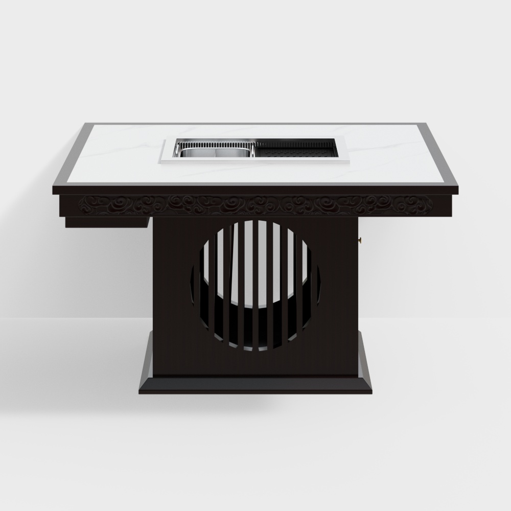 Western dining table-barbecue mandarin duck pot integrated stove