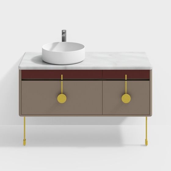 Sophisticated Bathroom Cabinet 3D model with Vintage Flair