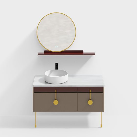 Charming Vintage-Inspired Bathroom Cabinet 3D model