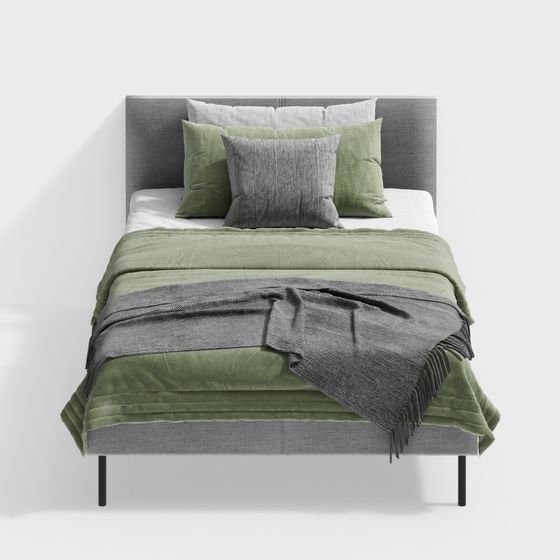 Stylish Minimalist Bed 3D Model for Modern Interiors