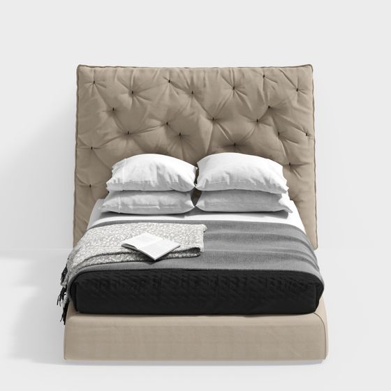 Elegant Low-Polygon Bed 3D model