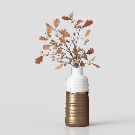 Autumn Branches in Vase 3D model for Creative Projects