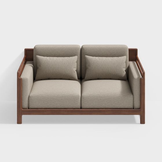 Beige Double Sofa 3D Model in Contemporary Design