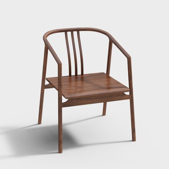 Minimalist Wooden Armchair 3D model