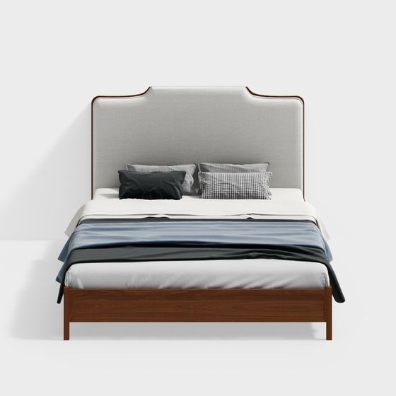 Cama cubierta con cuero genuino de estilo chino nuevo