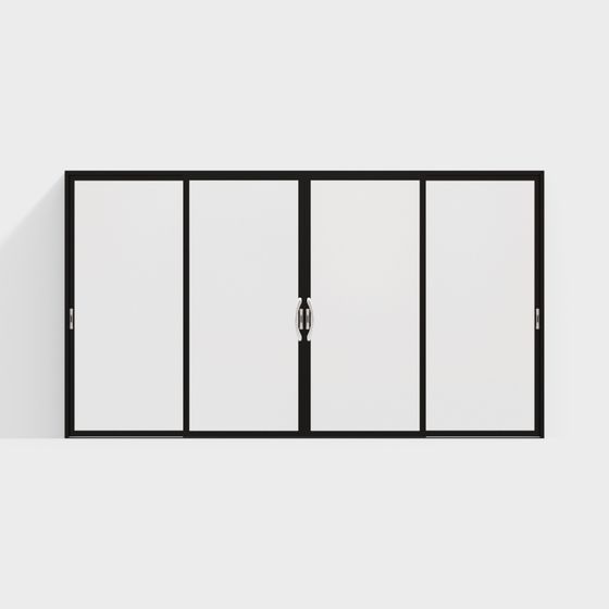 Low Poly Glass Sliding Door 3D model