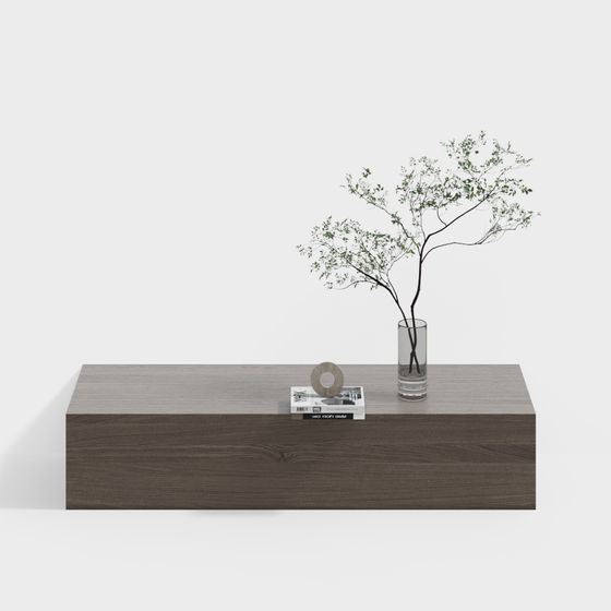 Modern Wooden Coffee Table with Vase 3D model