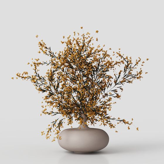 Elegant Golden Bouquet 3D model for Creative Spaces