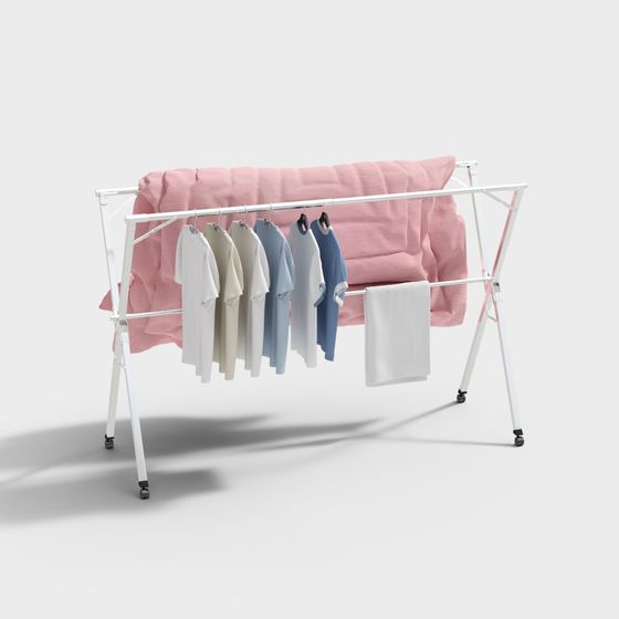 Foldable Clothes Rack 3D model for Modern Interiors