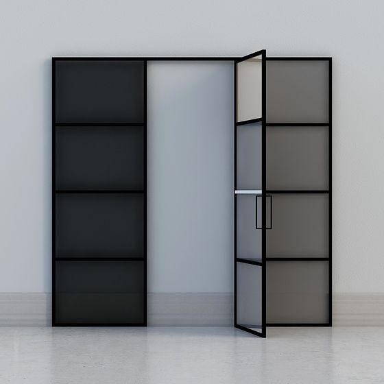 Stylish Glass Door Bookshelf 3D model for Creative Spaces