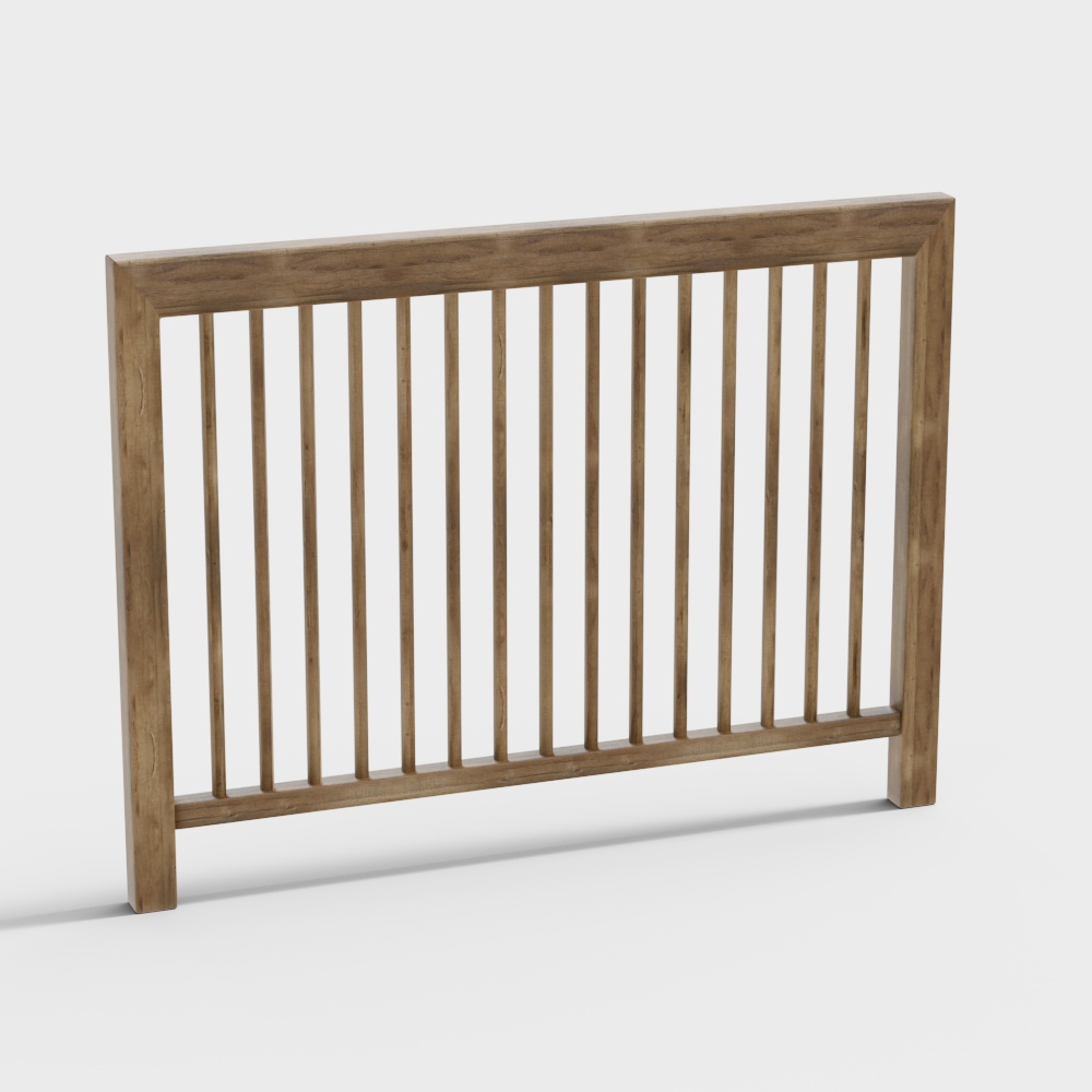 Minimalist Wooden Headboard 3D Model – Light Brown Wood