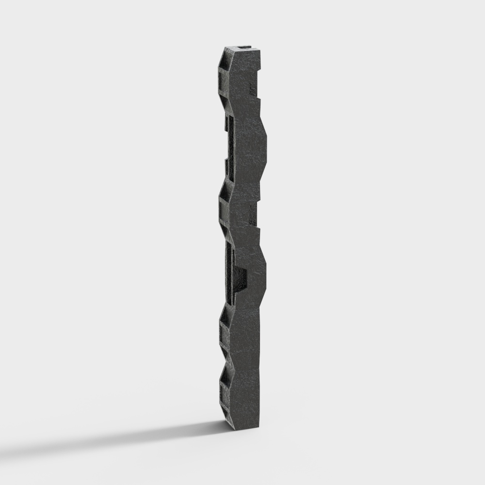 Industrial Gear Column 3D Model – Black Metal Texture