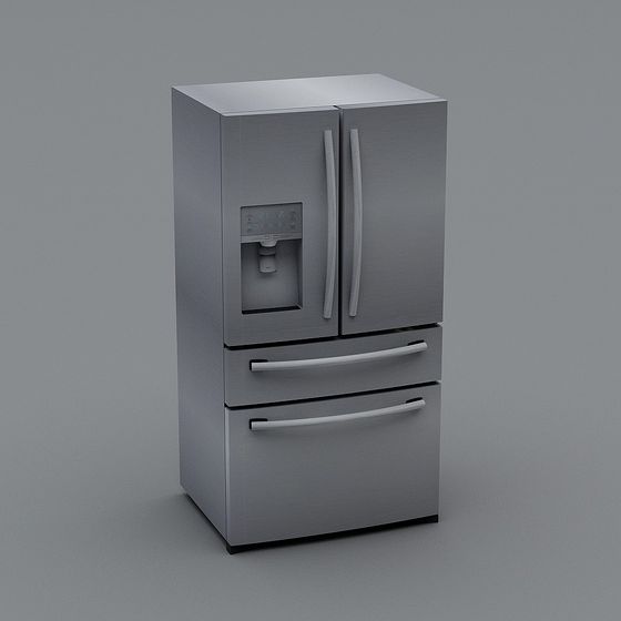 Elegant Stainless Steel Refrigerator 3D model for Modern Homes