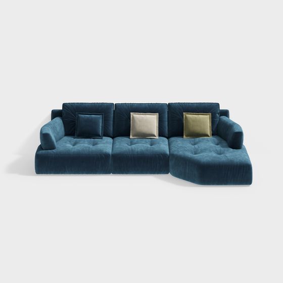 Luxurious Peacock Blue Sofa 3D model