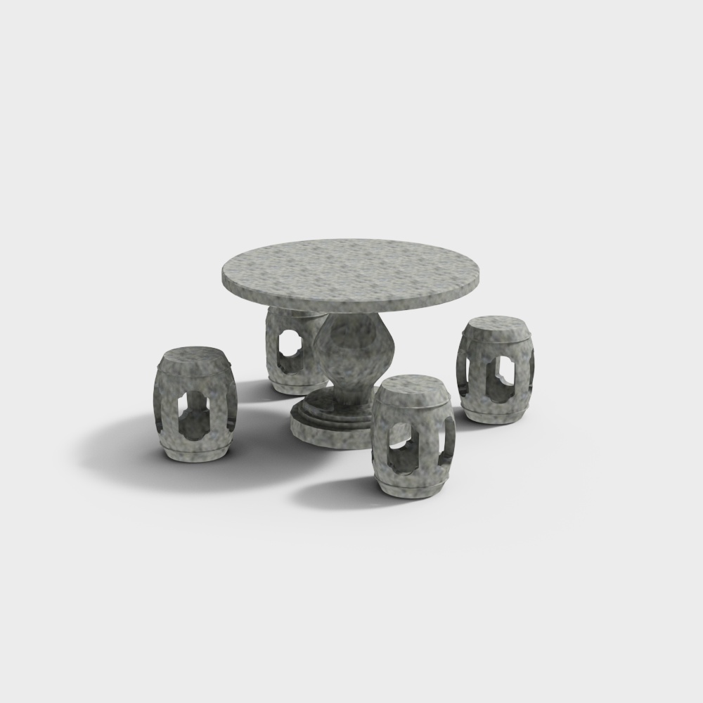 19-アウトドア石テーブルと椅子の組み合わせ