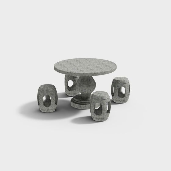 Combinaison de table et de chaise en pierre d'extérieur 19