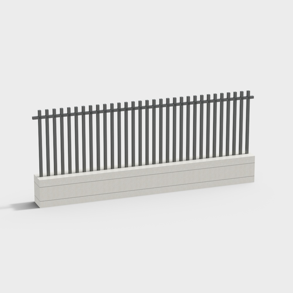 Urban Fence Low-Poly 3D Model Design
