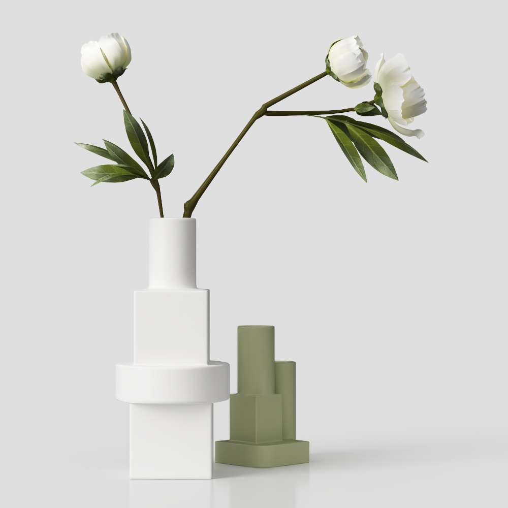 Stylish Geometric Vase 3D Model – Modern Minimalist Decor