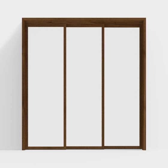 Stylish Wooden Sliding Door 3D Model