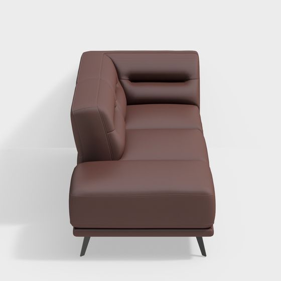 Elegant Brown Leather Sofa 3D Model for Modern Spaces